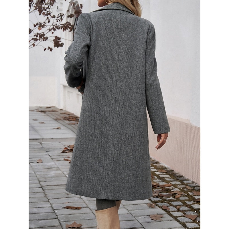 Gundrun | Damen Langer Wintermantel Grau - Grey - Image 6
