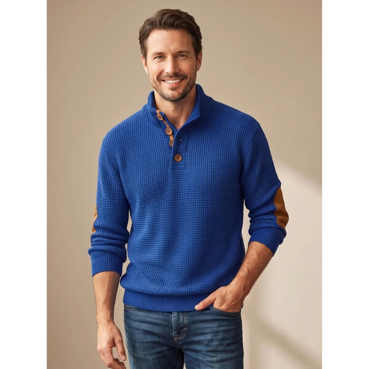 Gundvale | Herren Strickpullover Stehkragen Knöpfe - Grey - Image 2