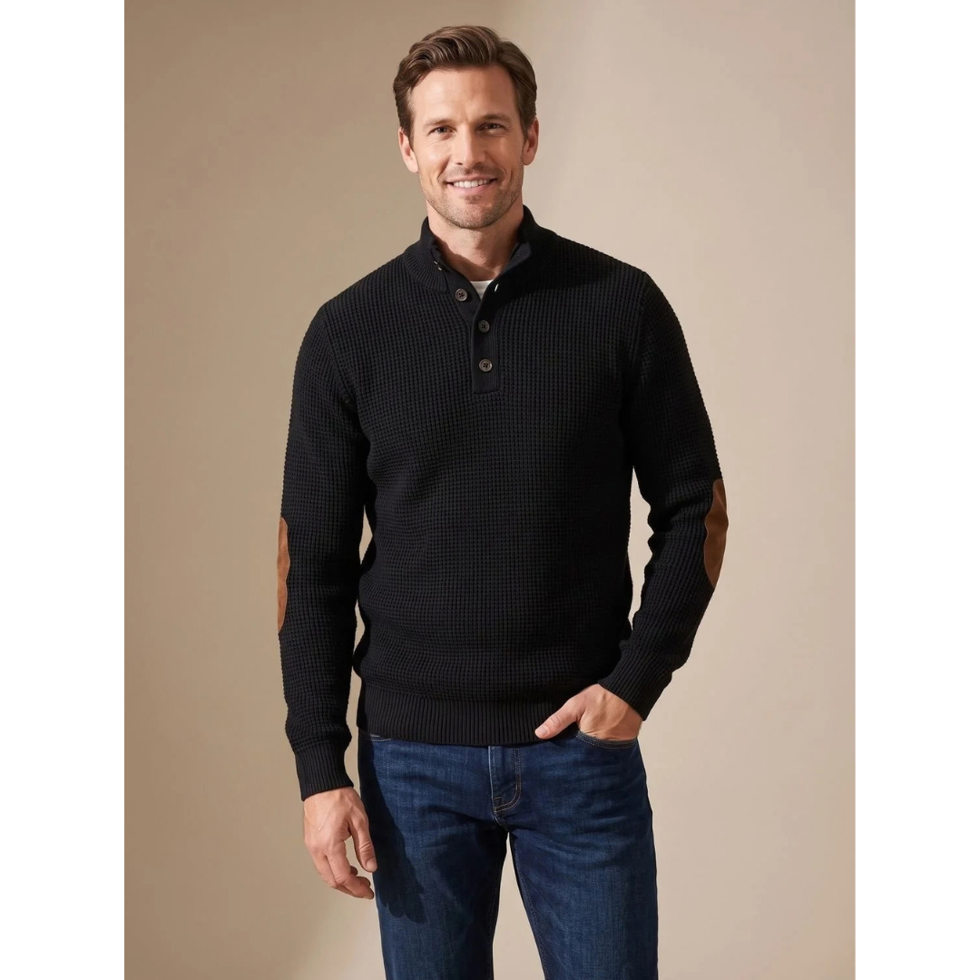 Gundvale | Herren Strickpullover Stehkragen Knöpfe - Grey - Image 4