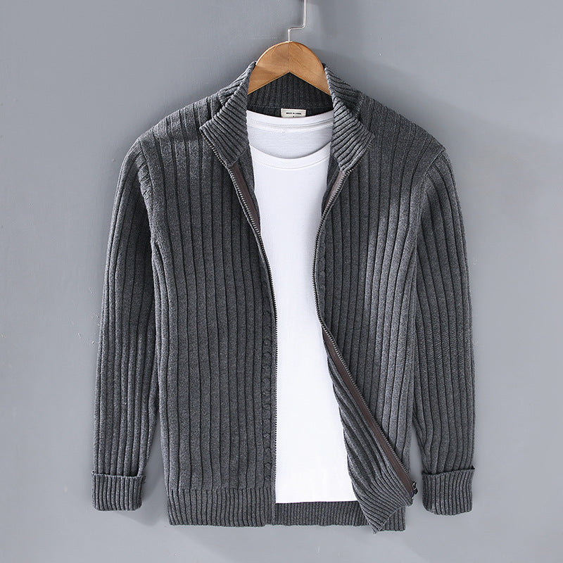 Gundvorn | Herren Strickjacke Gerippter Zip-Cardigan - Navy - Image 4