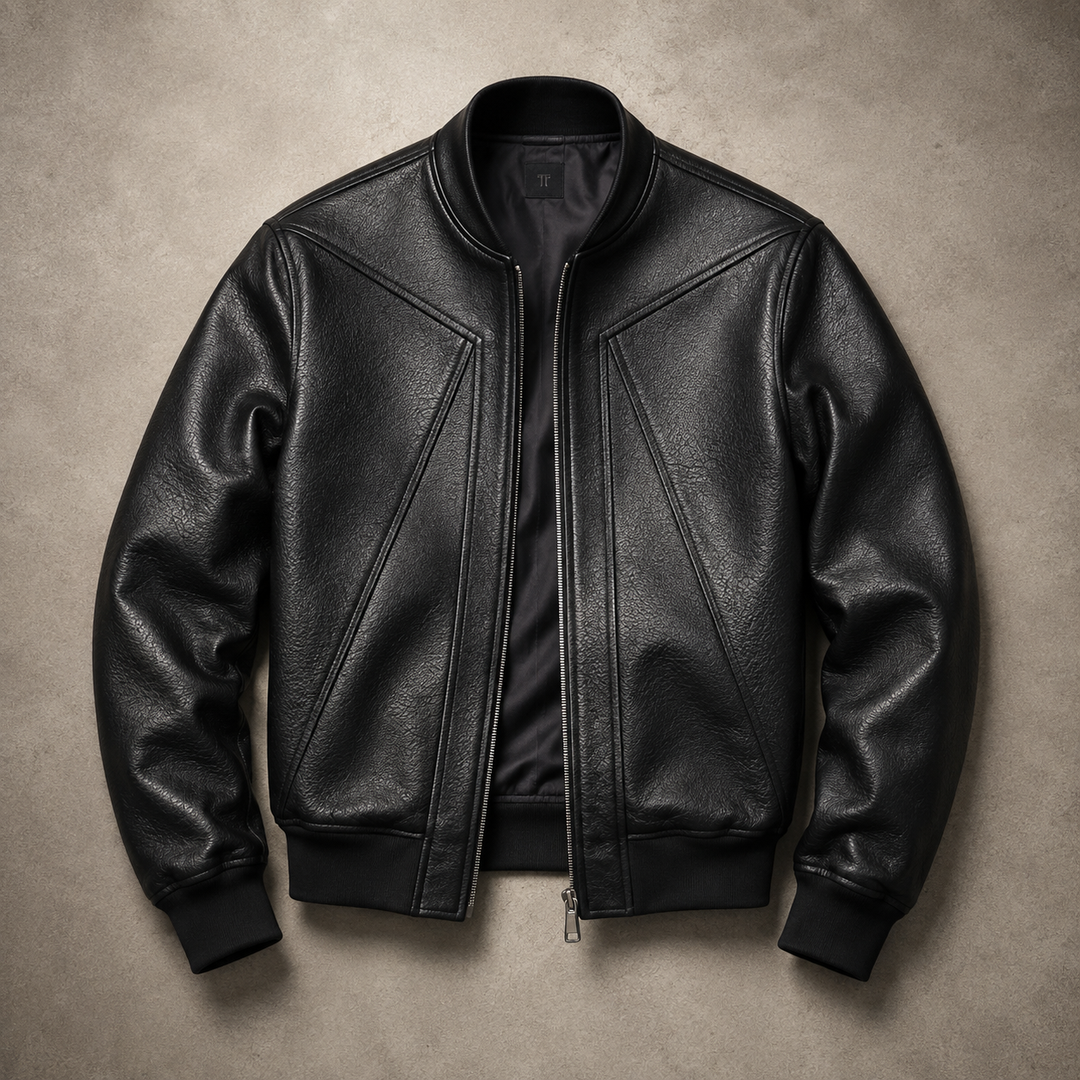 Gunnveld | Herren Lederjacke Bomber Oversized - Black - Image 1