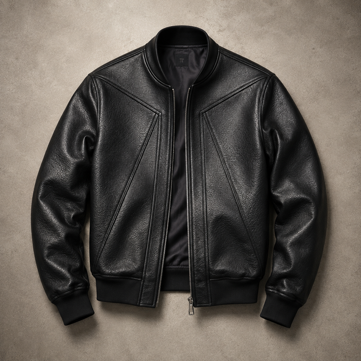 Gunnveld | Herren Lederjacke Bomber Oversized - Black - Image 1