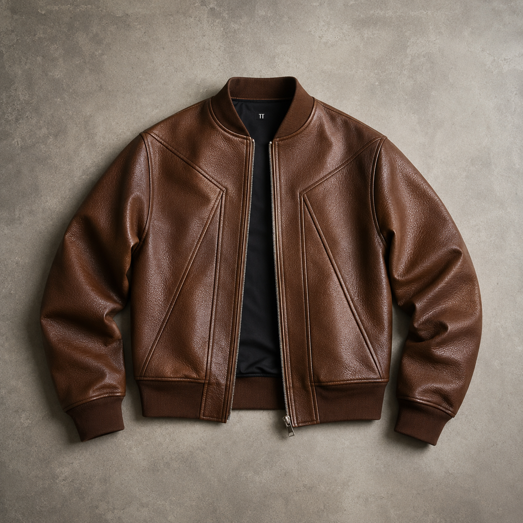 Gunnveld | Herren Lederjacke Bomber Oversized - Black - Image 2