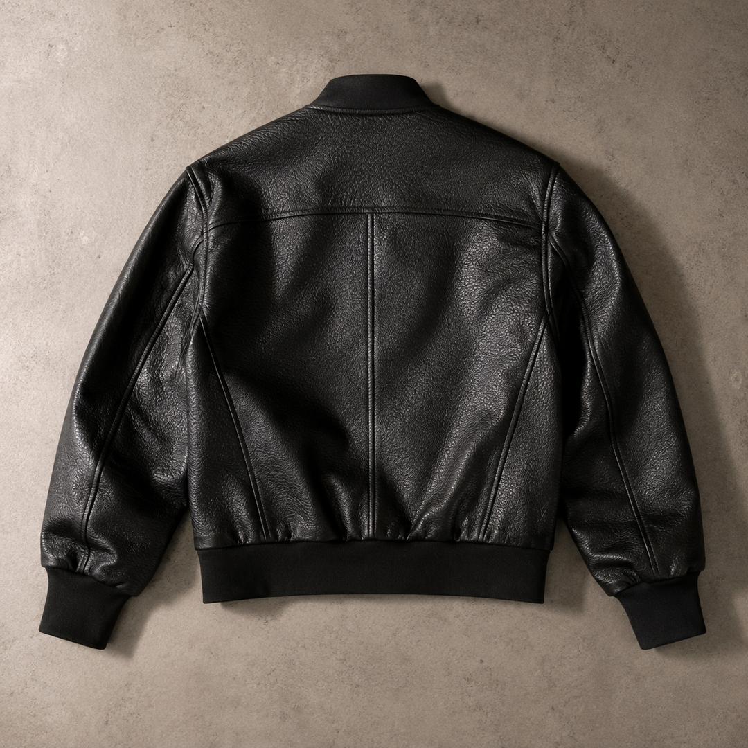 Gunnveld | Herren Lederjacke Bomber Oversized - Black - Image 4