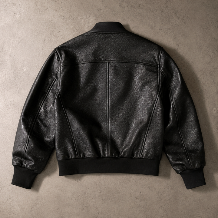Gunnveld | Herren Lederjacke Bomber Oversized - Black - Image 4