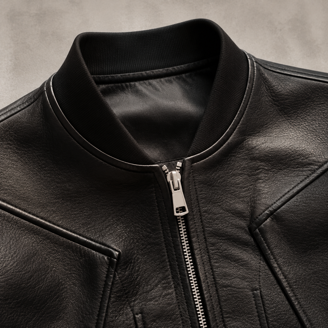 Gunnveld | Herren Lederjacke Bomber Oversized - Black - Image 6