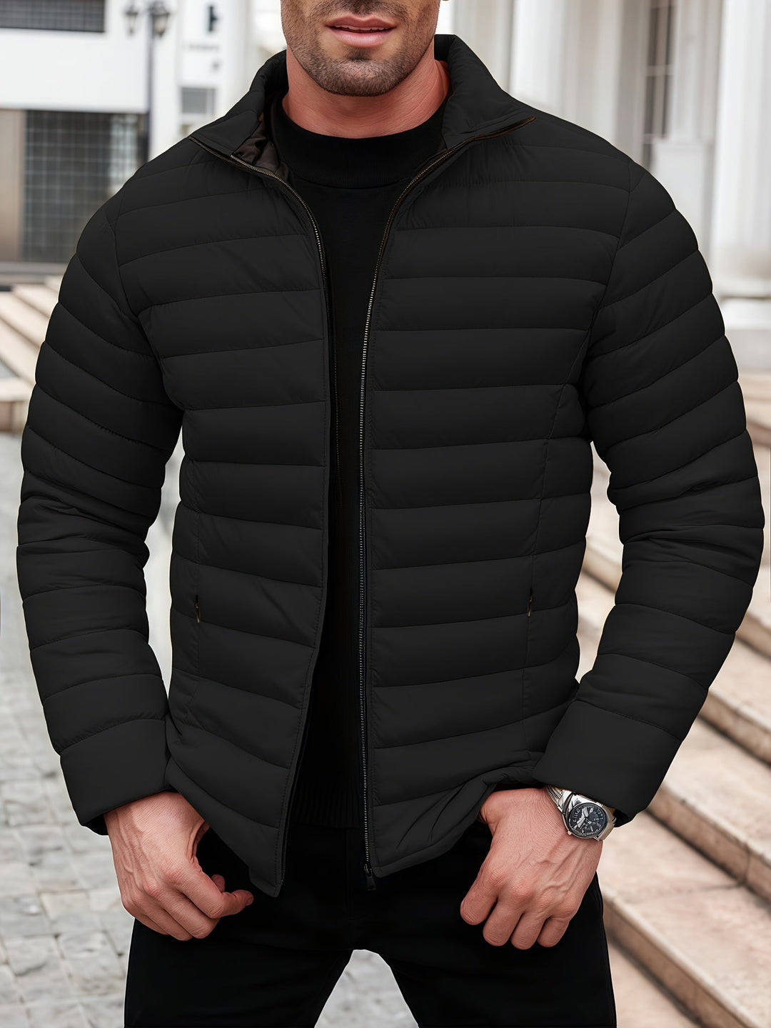 Halvard | Herren Steppjacke Winterjacke - Mustard - Image 11