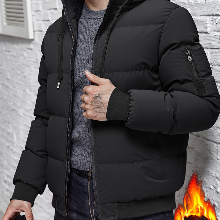 Halvard | Herren Winterjacke Gesteppt mit Kapuze - Black - Image 1