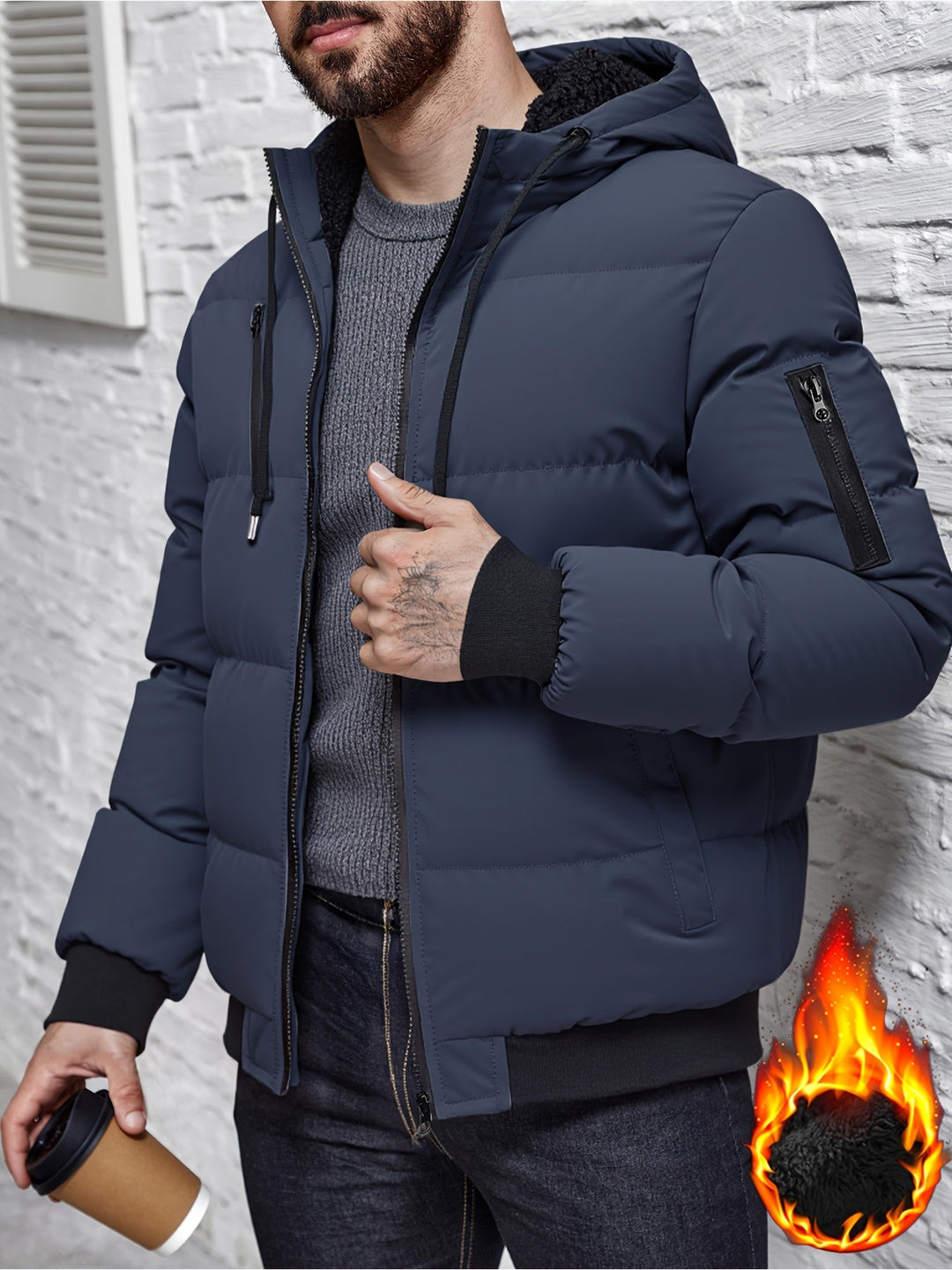 Halvard | Herren Winterjacke Gesteppt mit Kapuze - Black - Image 11