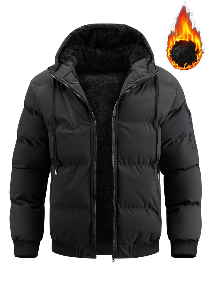 Halvard | Herren Winterjacke Gesteppt mit Kapuze - Black - Image 3