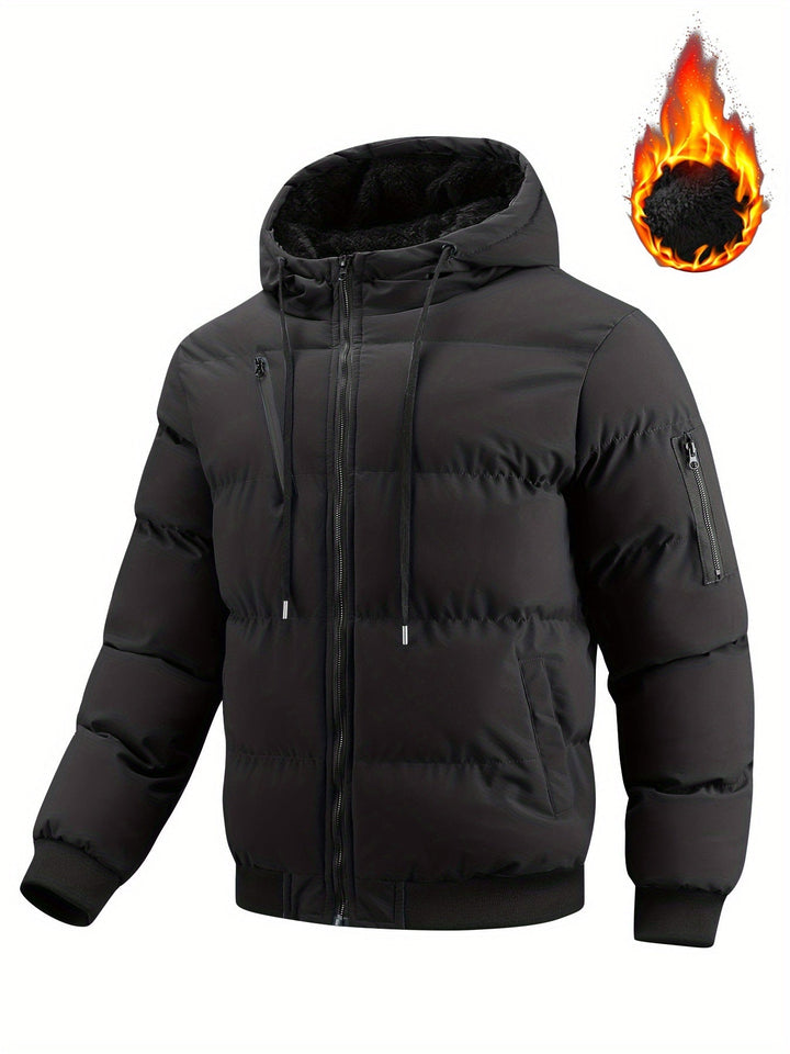 Halvard | Herren Winterjacke Gesteppt mit Kapuze - Black - Image 5