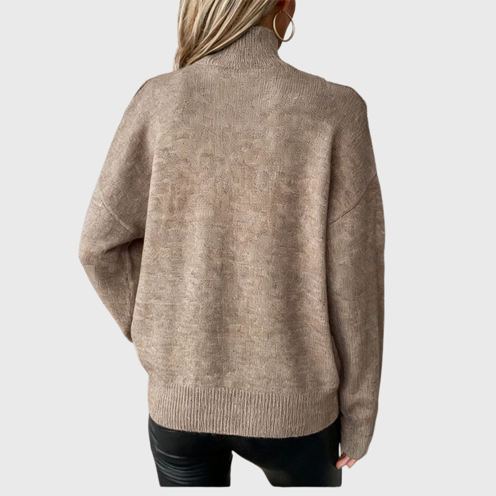 Halvdis | Damen Pullover mit Schulterausschnitt Rollkragen - Taupe - Image 2