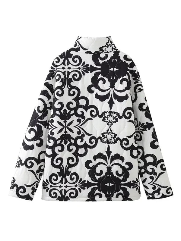 Halvdis | Damen Winterjacke Oversize Steppjacke Blumenmuster - Image 3