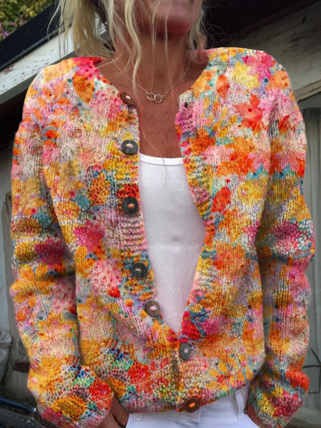 Halvdorn | Damen Strickjacke mit Blumenmuster - Image 1