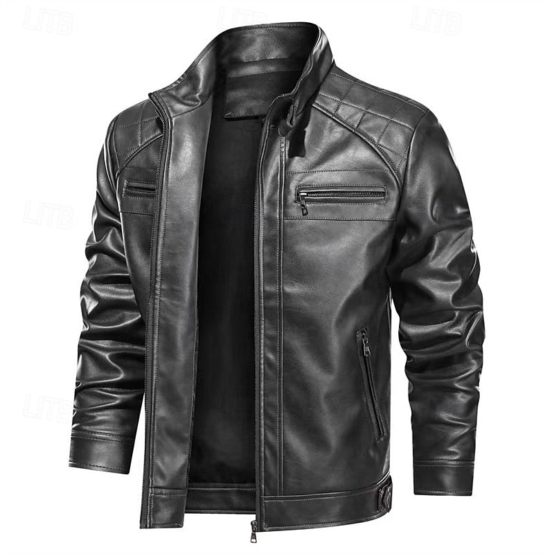 Halvdrek | Herren Lederjacke Bikerjacke - Red - Image 3