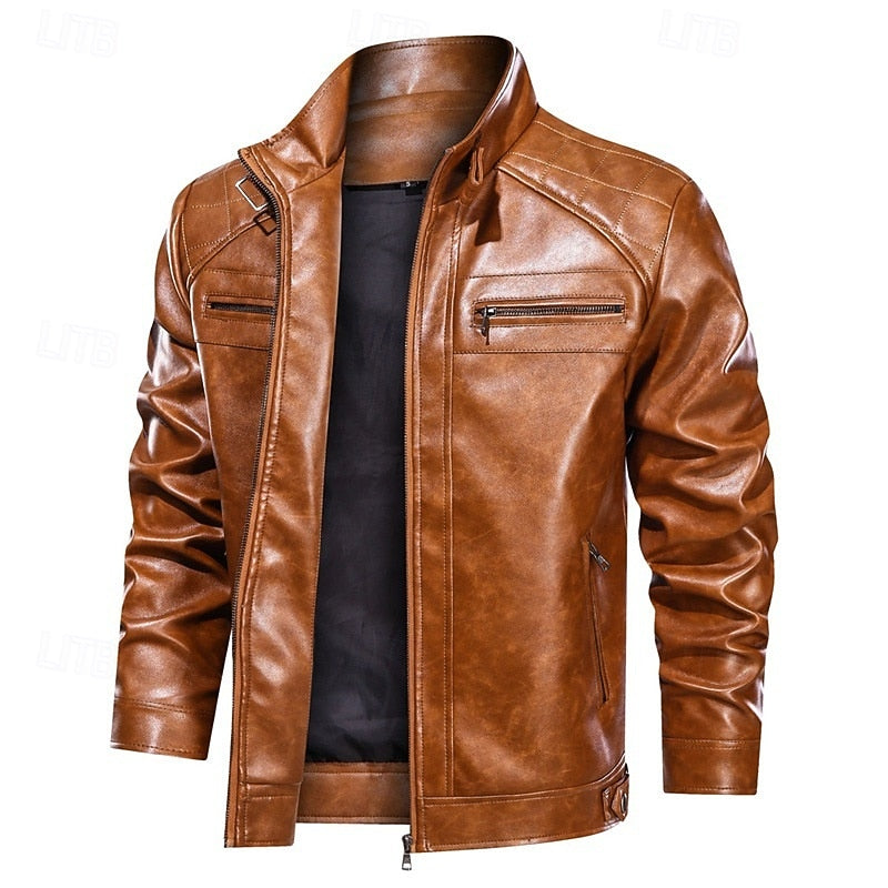 Halvdrek | Herren Lederjacke Bikerjacke - Red - Image 4