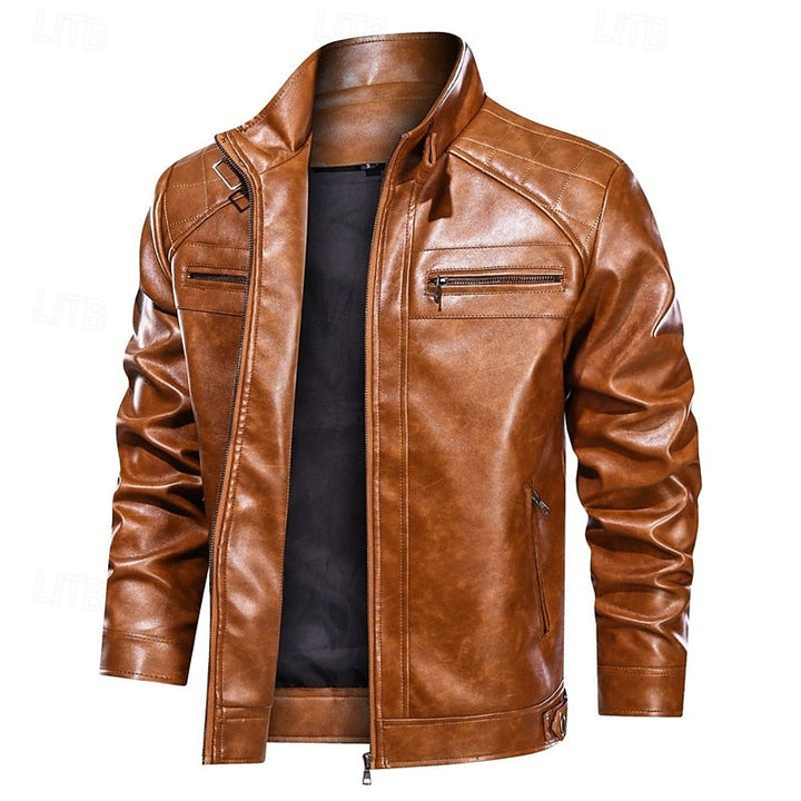 Halvdrek | Herren Lederjacke Bikerjacke - Red - Image 4