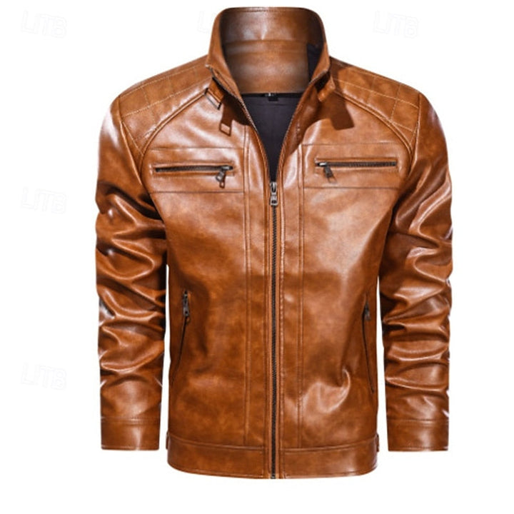 Halvdrek | Herren Lederjacke Bikerjacke - Red - Image 5