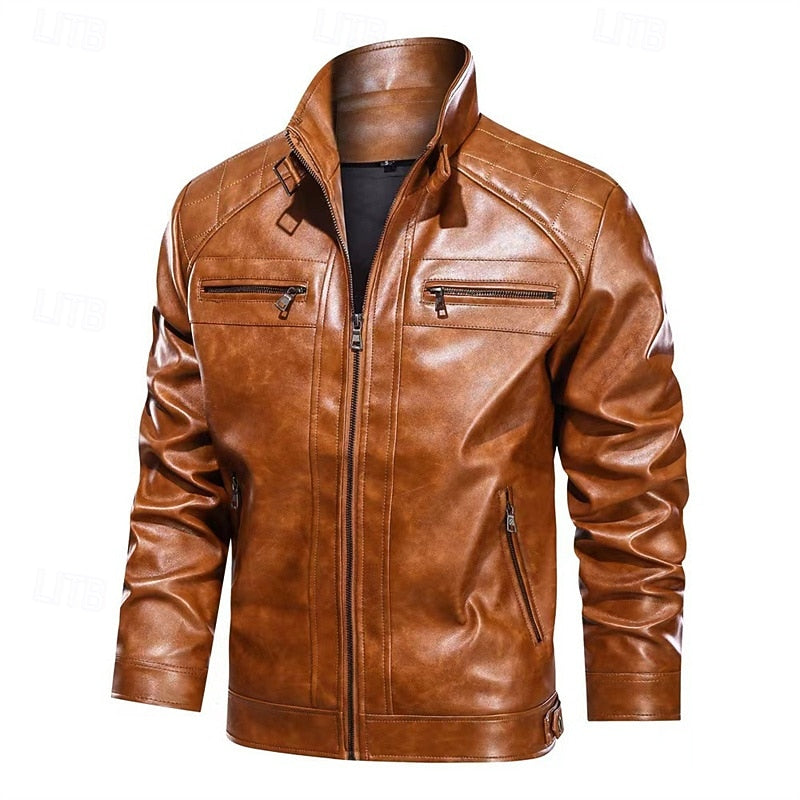 Halvdrek | Herren Lederjacke Bikerjacke - Red - Image 6