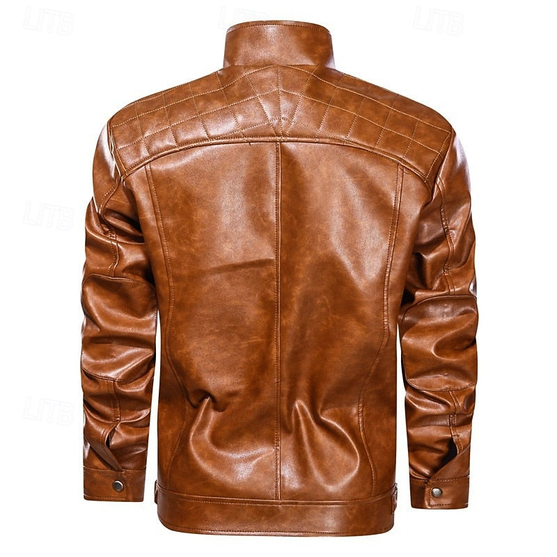 Halvdrek | Herren Lederjacke Bikerjacke - Red - Image 7