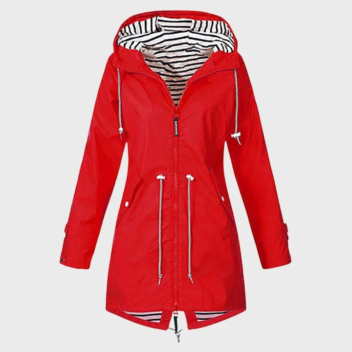 Halveka | Damen Wasserdichte Regenjacke mit Kapuze - Red - Image 1