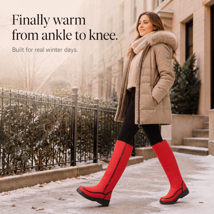 Halveke | Damen Kniehohe Stiefel Gefüttert - Red - Image 10