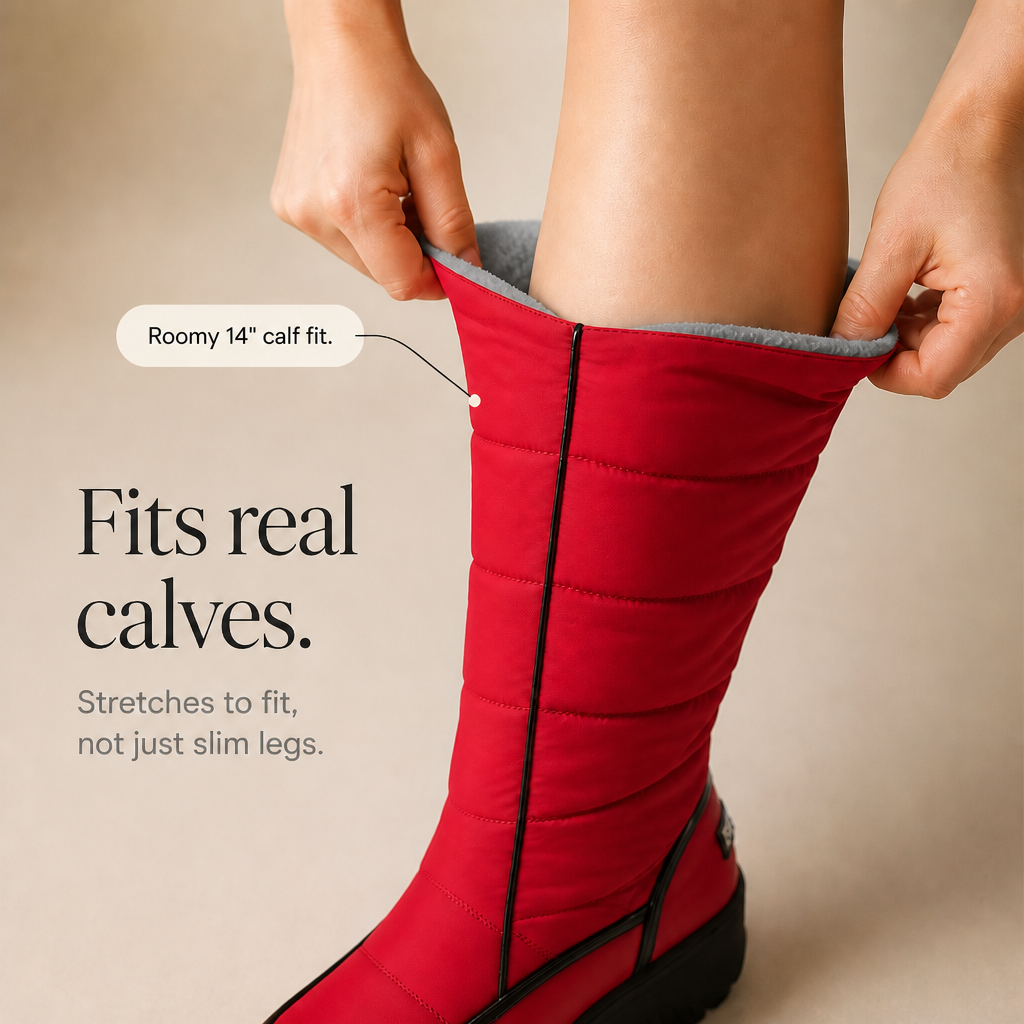Halveke | Damen Kniehohe Stiefel Gefüttert - Red - Image 5