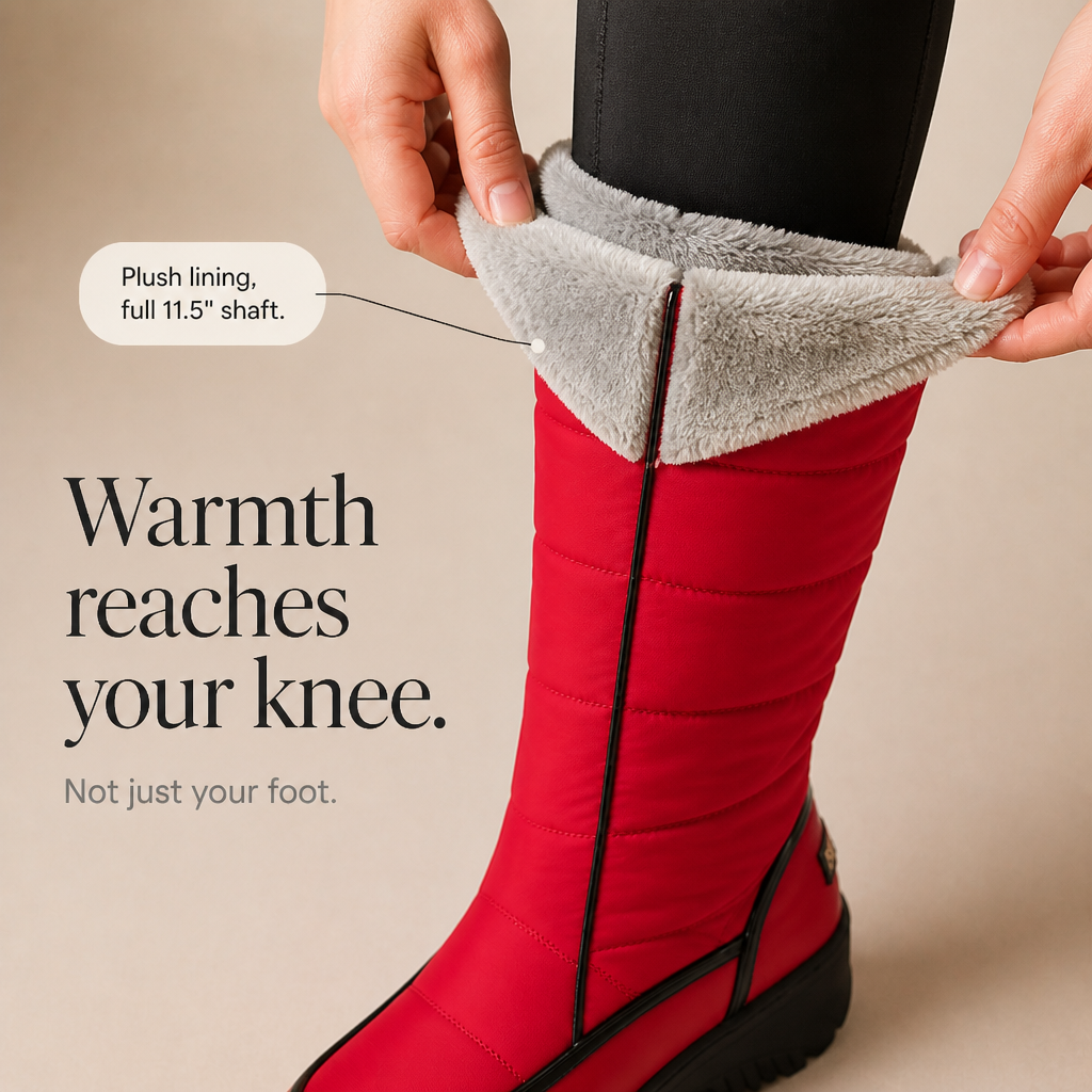 Halveke | Damen Kniehohe Stiefel Gefüttert - Red - Image 6