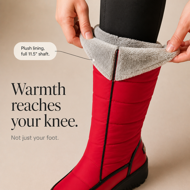 Halveke | Damen Kniehohe Stiefel Gefüttert - Red - Image 6