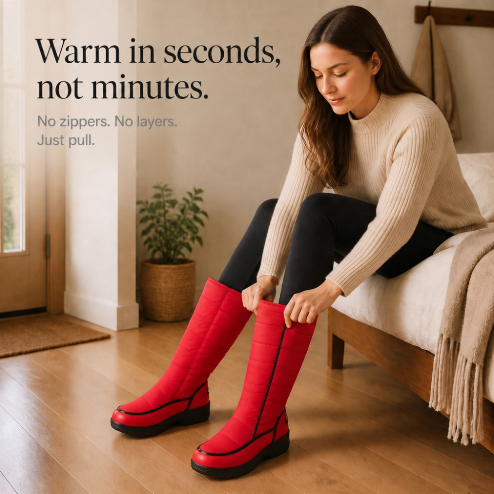 Halveke | Damen Kniehohe Stiefel Gefüttert - Red - Image 8