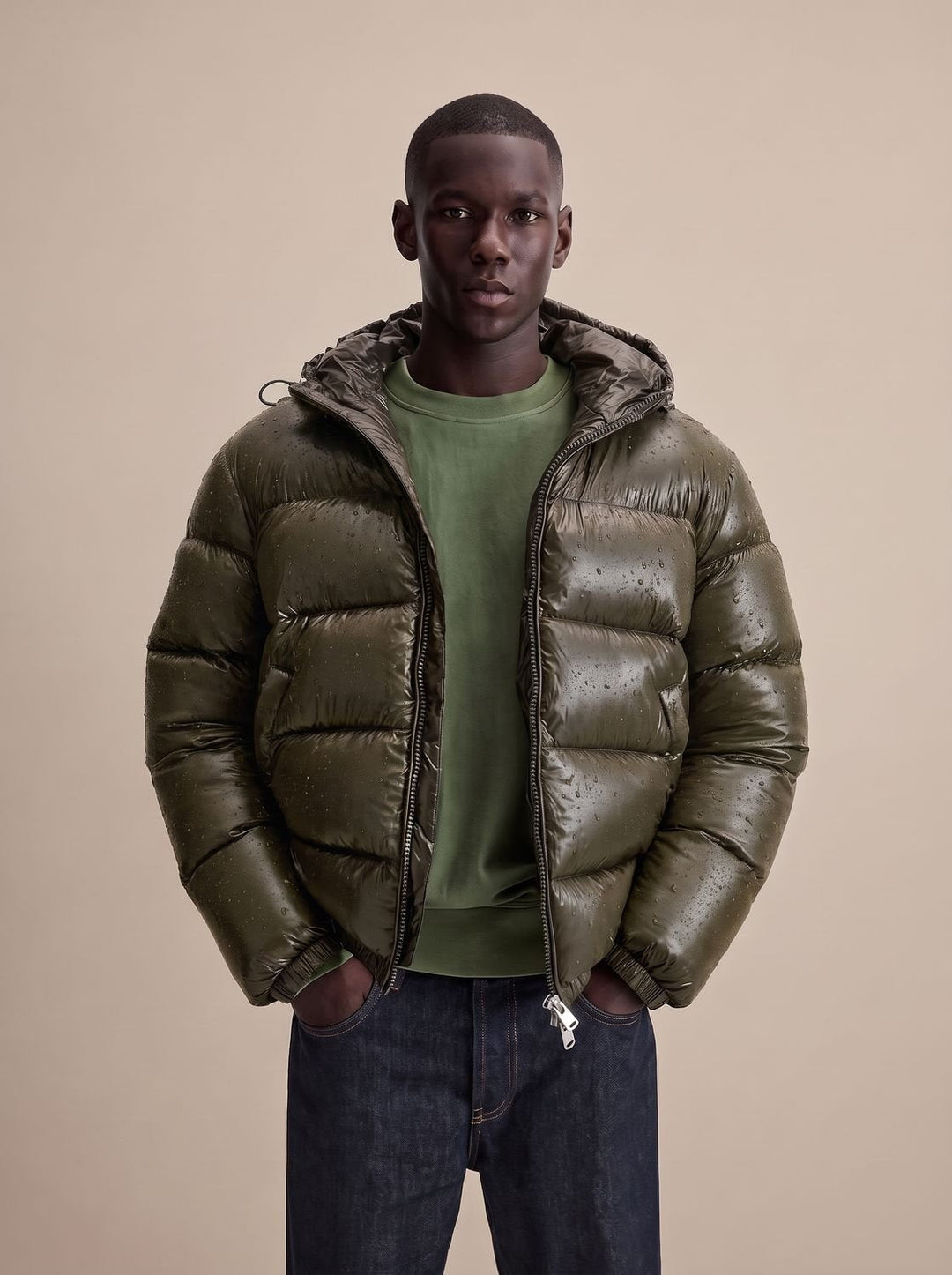 Halvern | Herren Steppjacke Winterjacke mit Kapuze - Olive Green - Image 2