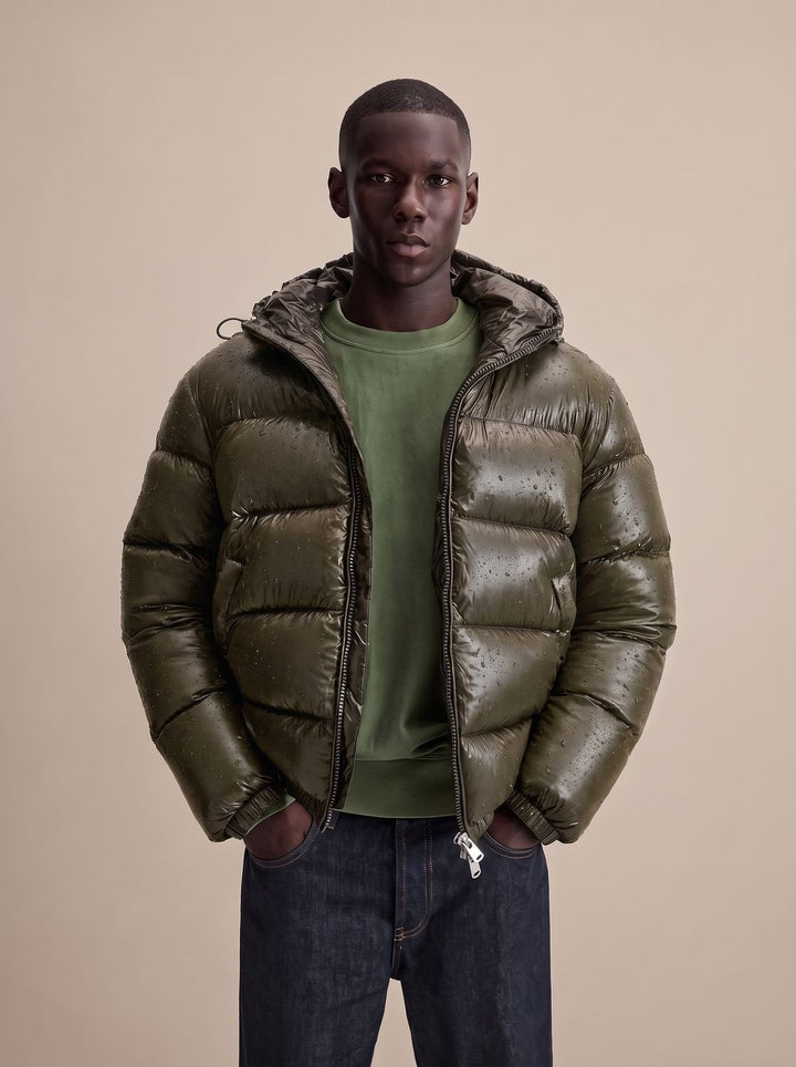 Halvern | Herren Steppjacke Winterjacke mit Kapuze - Olive Green - Image 2