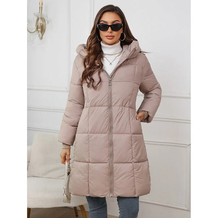 Halvgard | Damen Winterjacke Langer Parka mit Kapuze - Taupe - Image 1