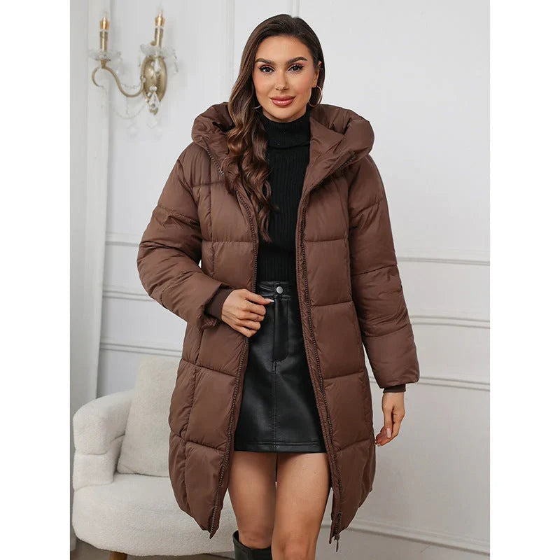 Halvgard | Damen Winterjacke Langer Parka mit Kapuze - Taupe - Image 2