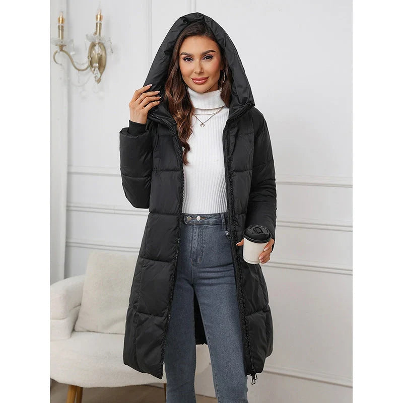 Halvgard | Damen Winterjacke Langer Parka mit Kapuze - Taupe - Image 3