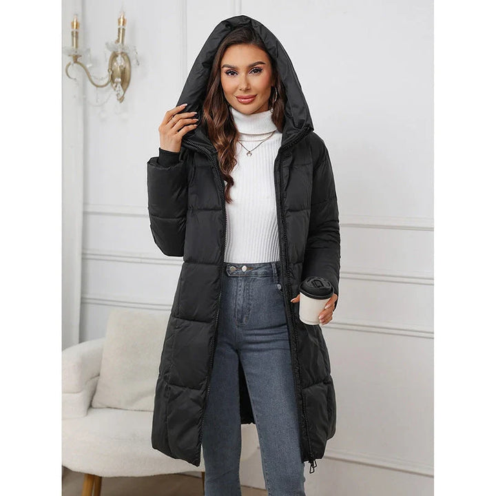 Halvgard | Damen Winterjacke Langer Parka mit Kapuze - Taupe - Image 3