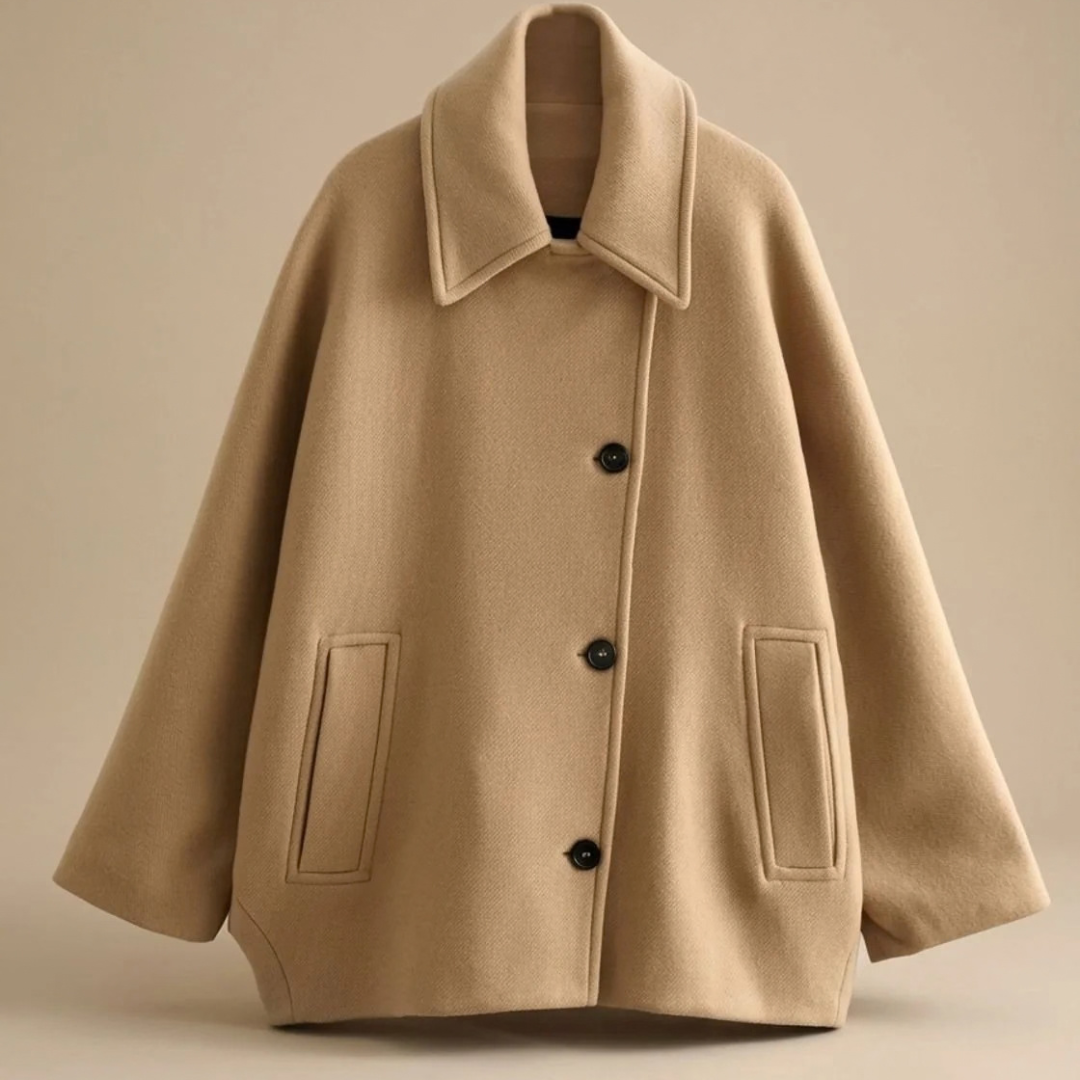 Halvgret | Damen Wintermantel Oversize Wollmantel - Camel - Image 1