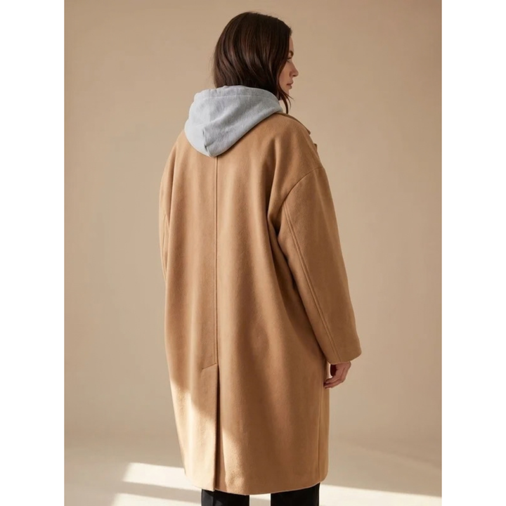 Halvgret | Damen Wintermantel Oversize Wollmantel - Camel - Image 4