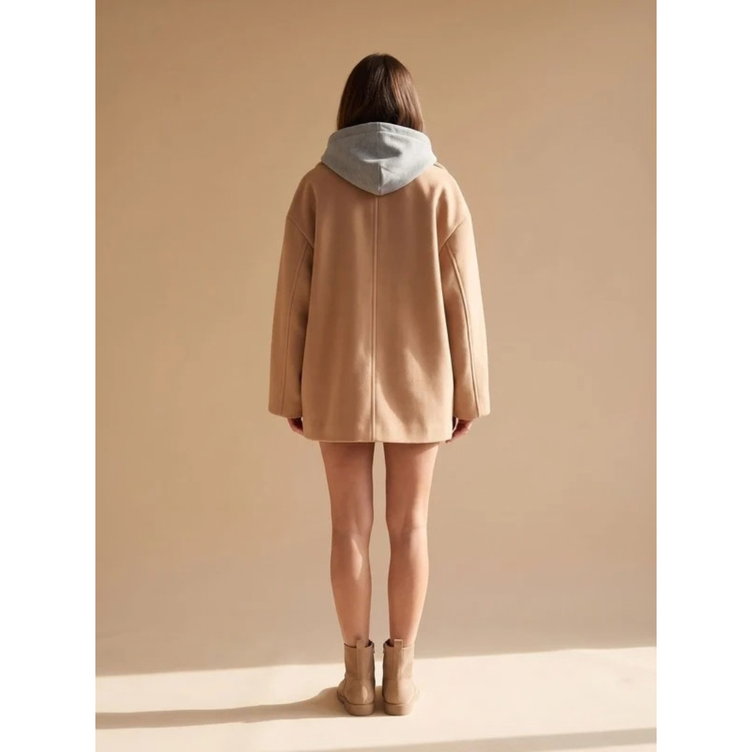 Halvgret | Damen Wintermantel Oversize Wollmantel - Camel - Image 5