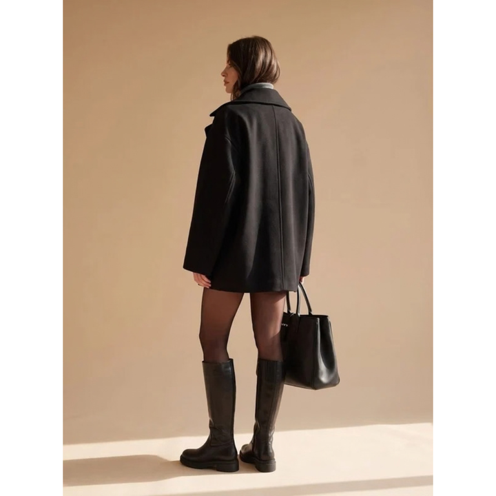 Halvgret | Damen Wintermantel Oversize Wollmantel - Camel - Image 9
