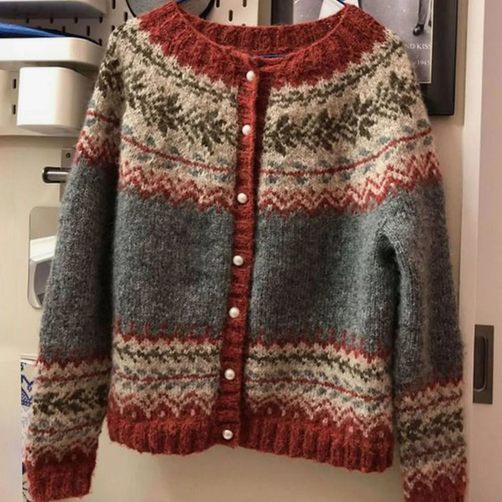 Halvinde | Damen Strickjacke mit Norwegermuster - Image 1