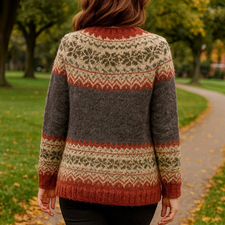 Halvinde | Damen Strickjacke mit Norwegermuster - Image 3