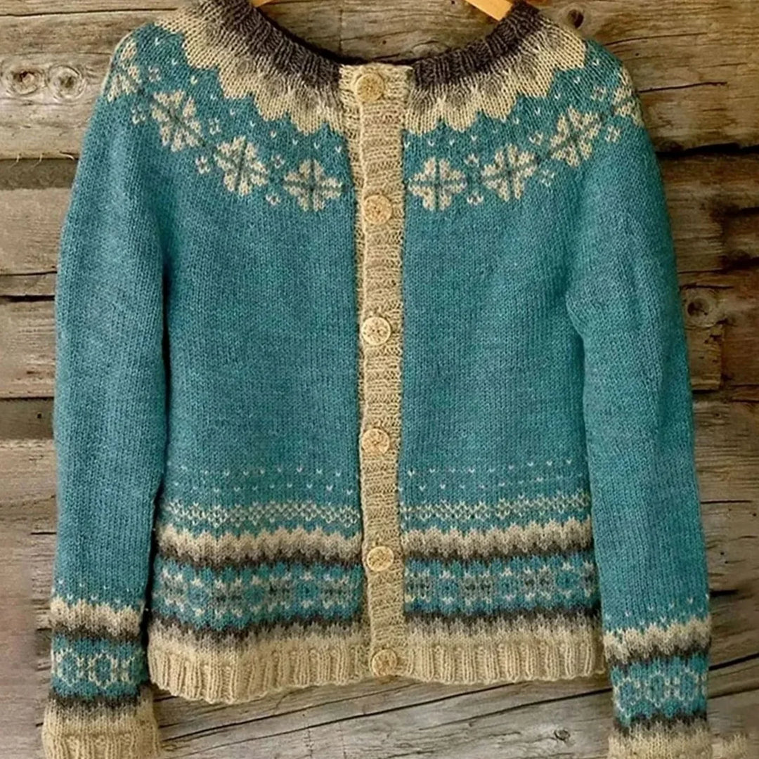 Halvinde | Damen Strickjacke mit Norwegermuster - Image 4
