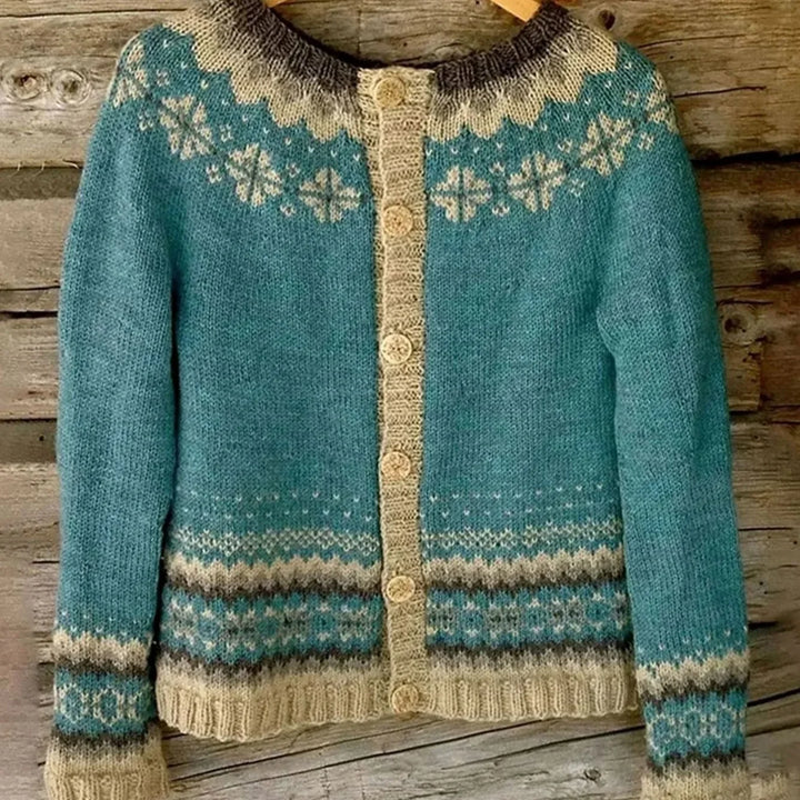 Halvinde | Damen Strickjacke mit Norwegermuster - Image 4