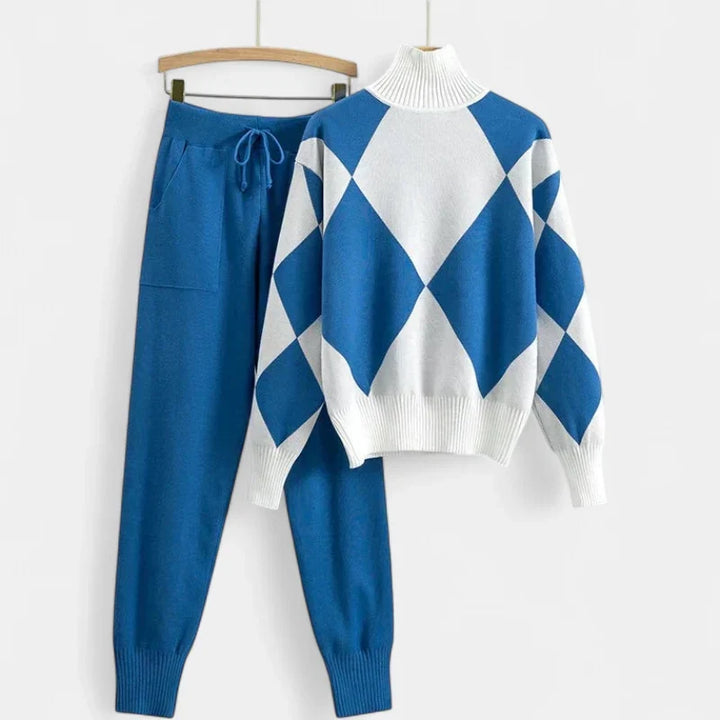 Halvorn | Damen Strickset Rautenmuster Rollkragen - Image 3