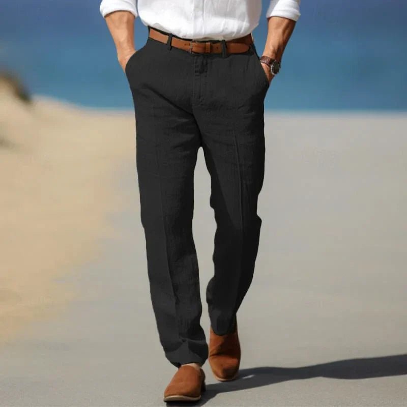 Halvorn | Herren Chino Leinenhose Straight Fit - Black - Image 1