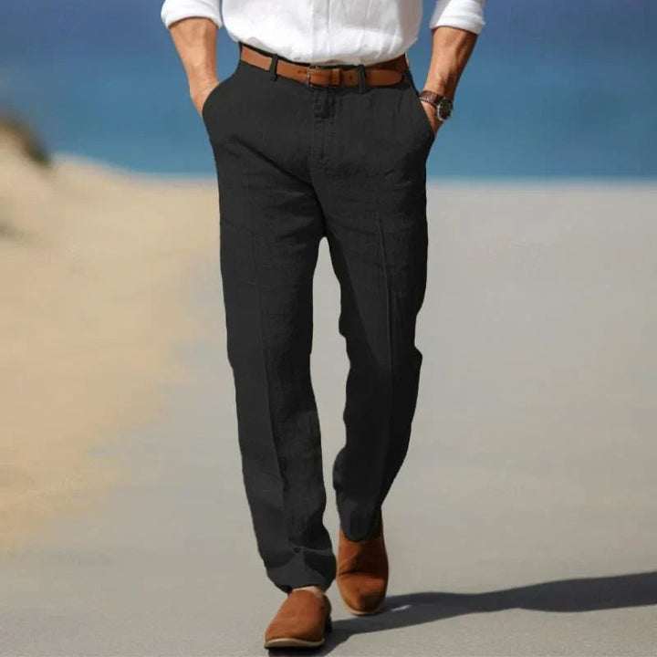 Halvorn | Herren Chino Leinenhose Straight Fit - Black - Image 1
