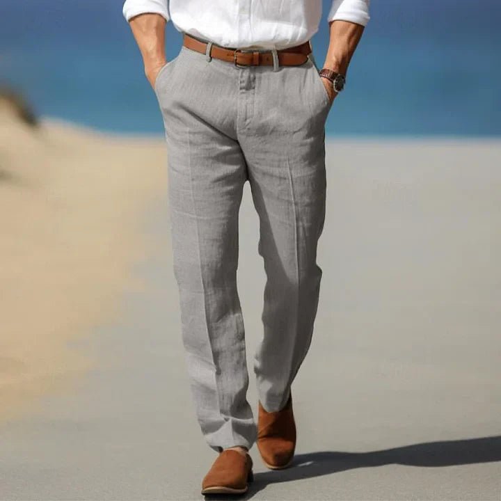 Halvorn | Herren Chino Leinenhose Straight Fit - Black - Image 4