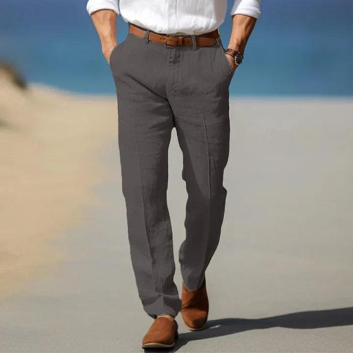 Halvorn | Herren Chino Leinenhose Straight Fit - Black - Image 5