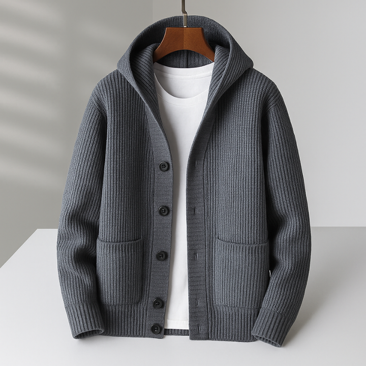 Halvorn | Herren Strickjacke mit Kapuze Cardigan - Cream - Image 3